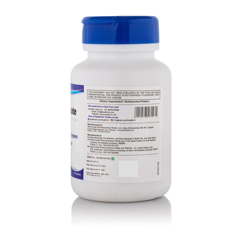 Healthvit Zinc Sulphate 50 mg, 60 Tablets Price, Uses, Side Effects