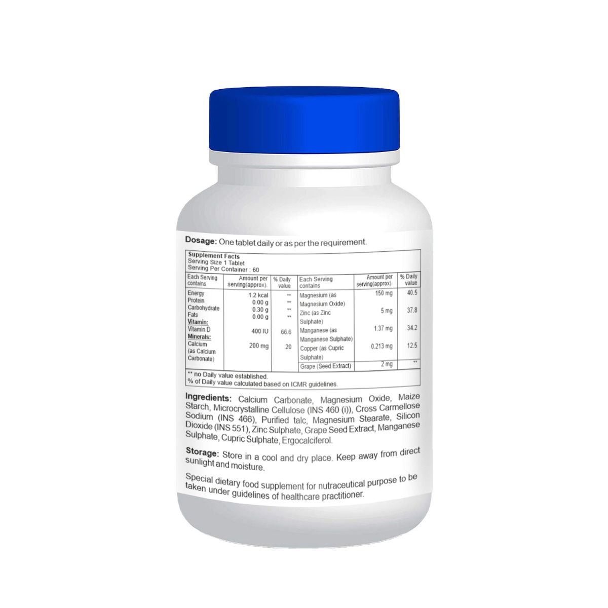Healthvit Calvitan-CDM Calcium + Vitamin D + Magnesium - 60 Tablets, Pack of 1 