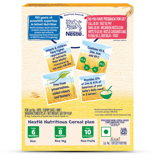 Nestle Nestum Baby Cereal Rice, 6M+, 300 gm Refill Pack, Pack of 1 
