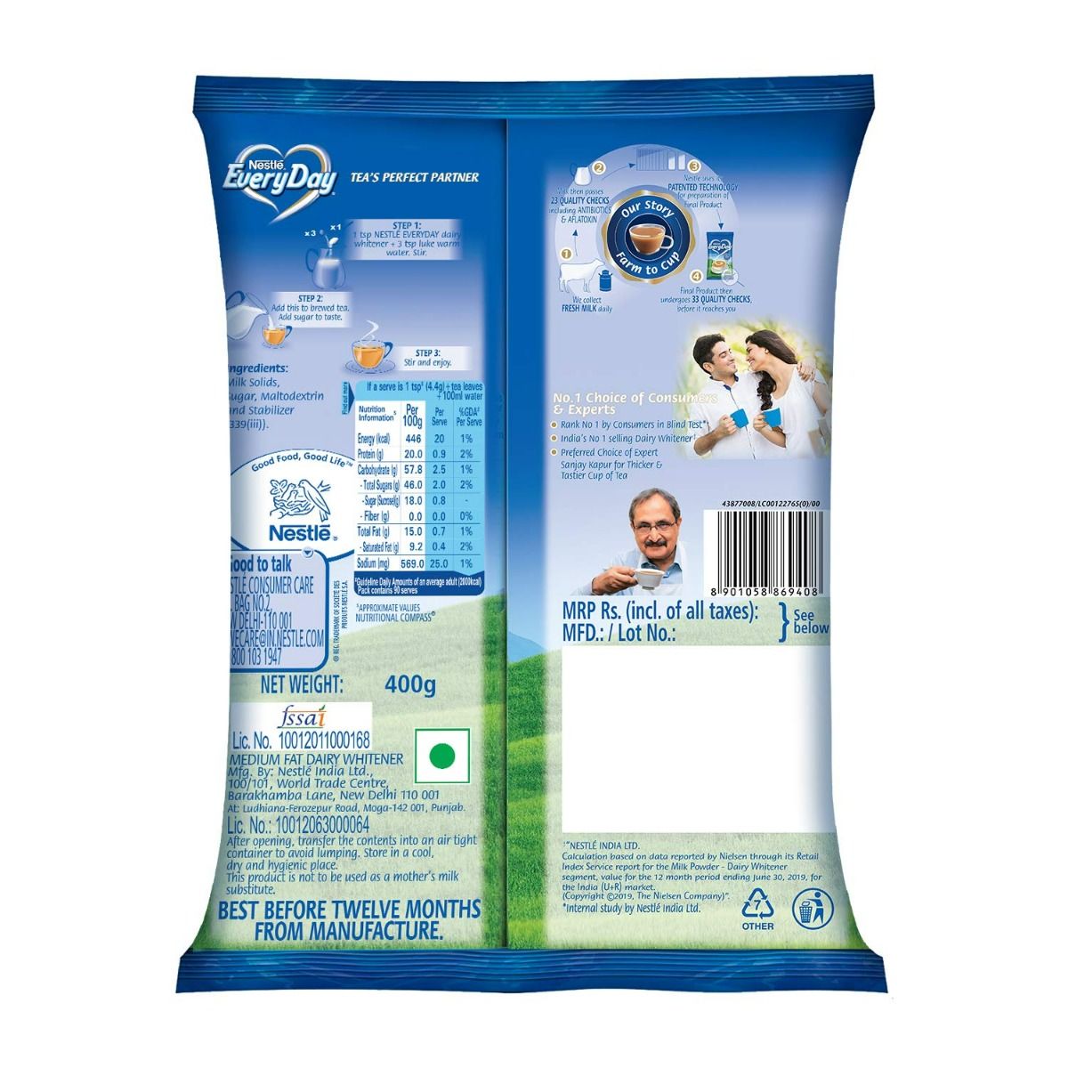 Nestle Everyday Dairy Whitener Powder, 400 gm , Pack of 1 