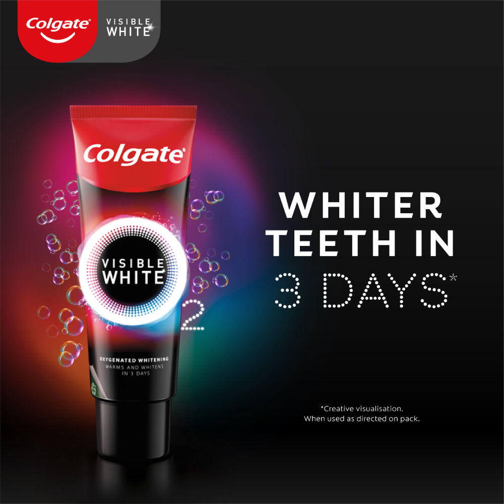 what are the contents of new colgate visible white