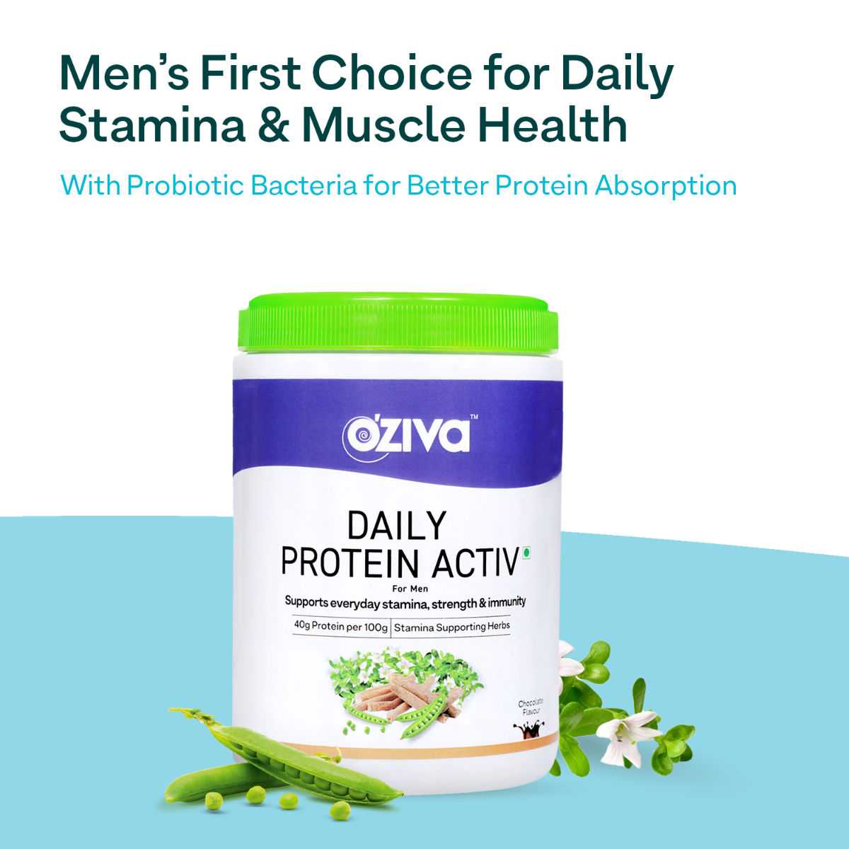 Buy OZiva Daily Protein Activ Chocolate Flavour Powder for Men, 300 gm Online