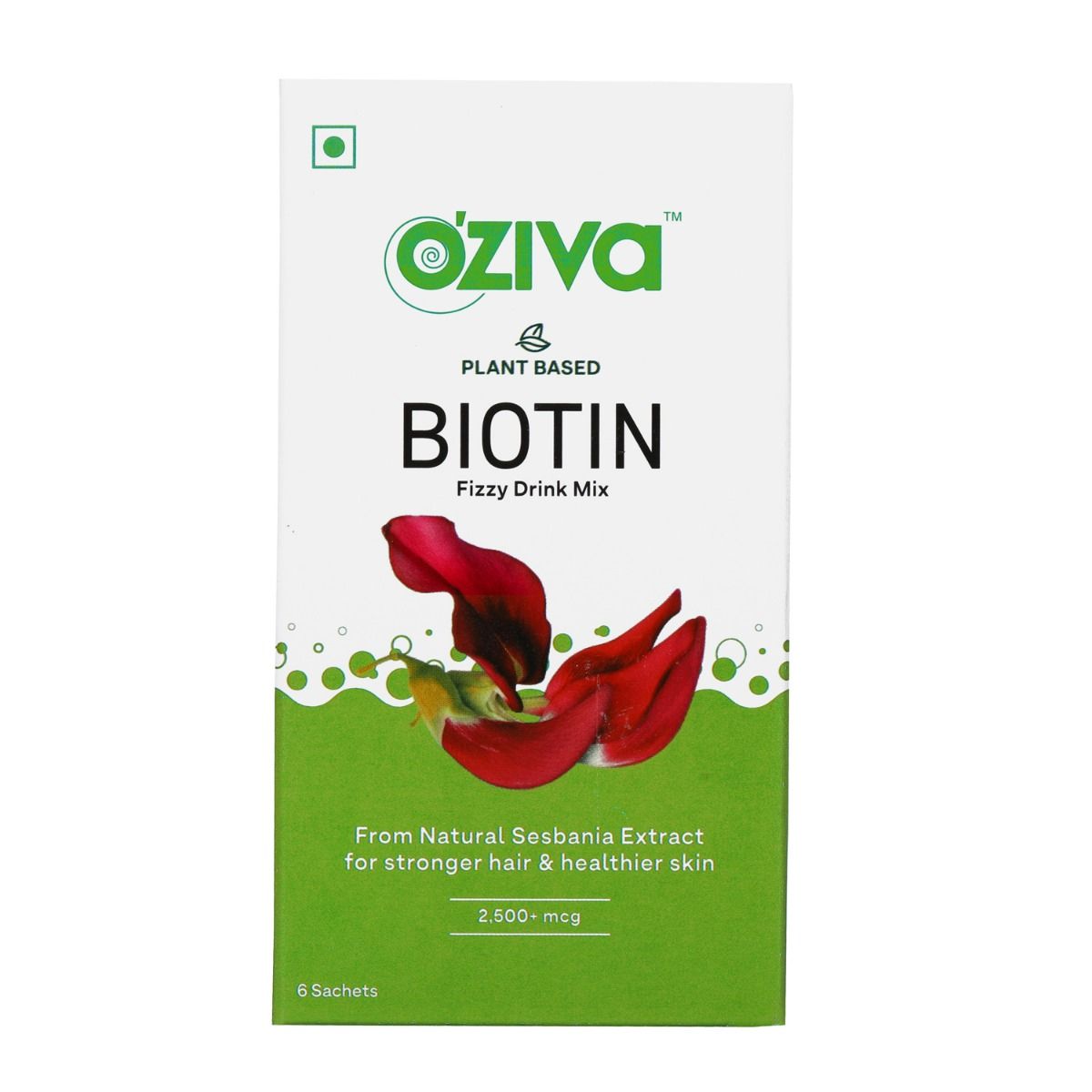 OZiva Biotin Fizzy Drink, 6 Sachets (6x4 gm), Pack of 1 