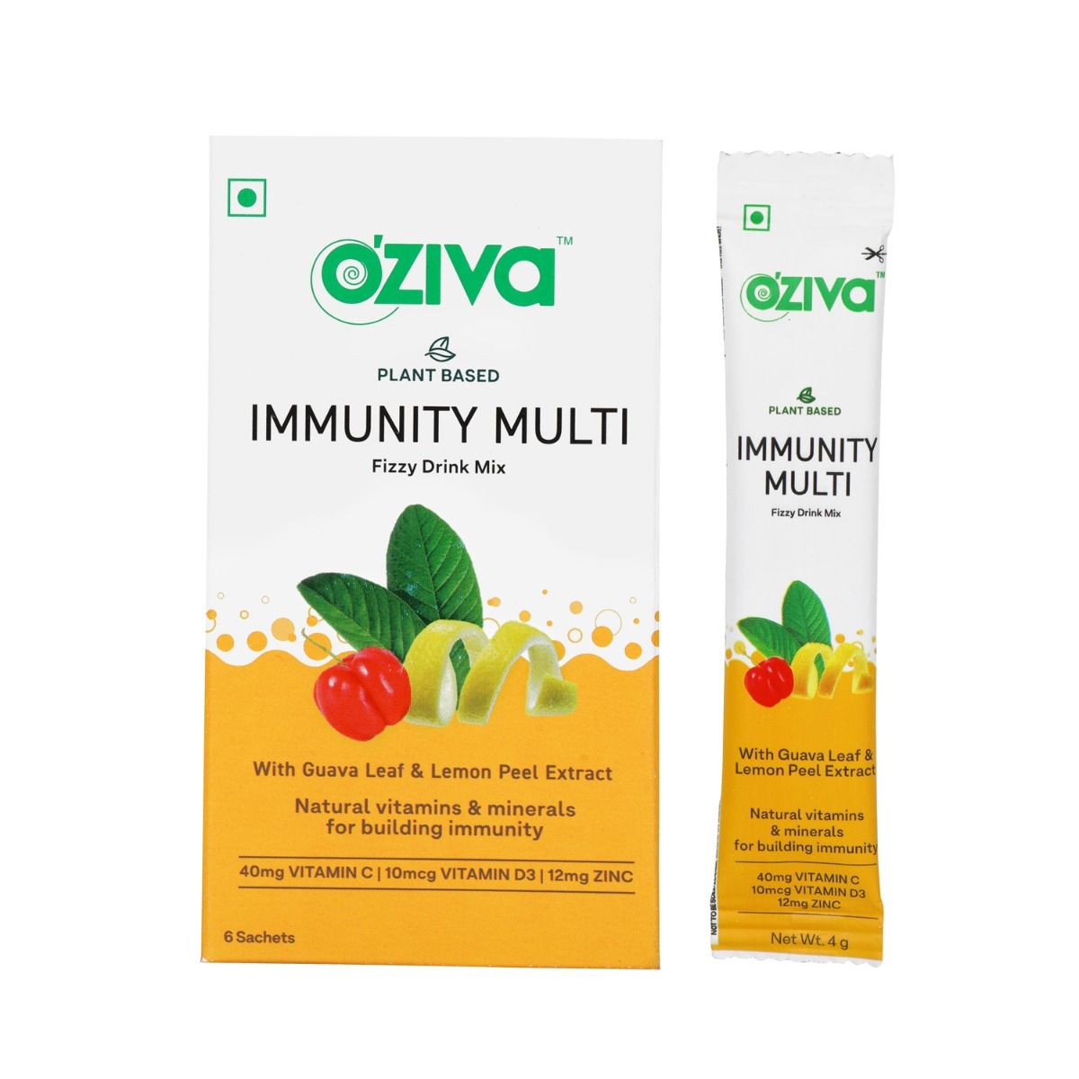 OZiva Immunity Multi Fizzy Drink, 6 Sachets (6x4 gm), Pack of 1 