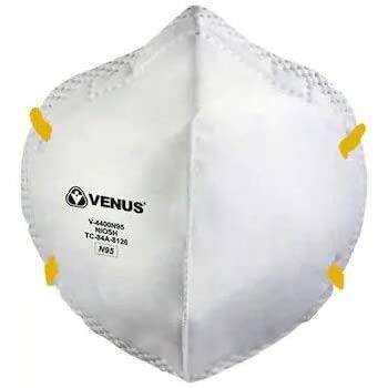 Venus V-Shwas V-4400 N95 White Fold Niosh Approved Flat Face Mask, 1 Count, Pack of 1 