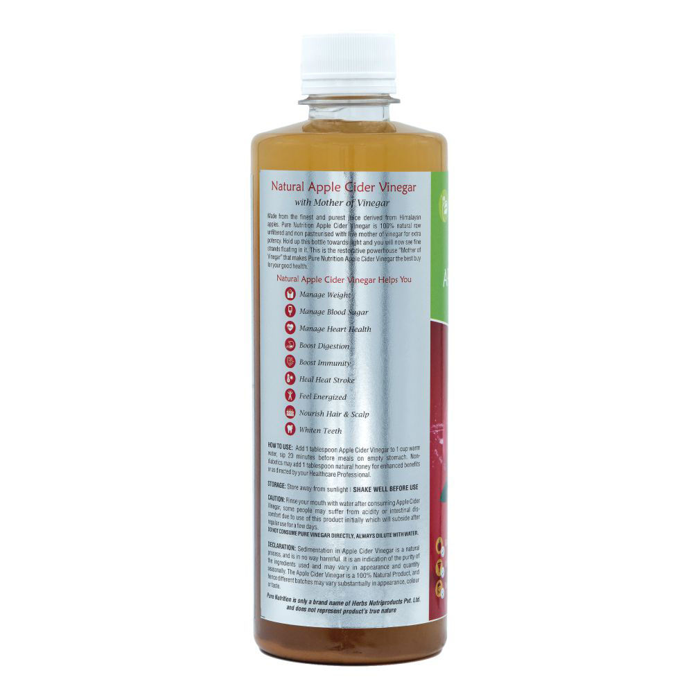 Pure Nutrition Natural Apple Cider Vinegar, 500 ml, Pack of 1 