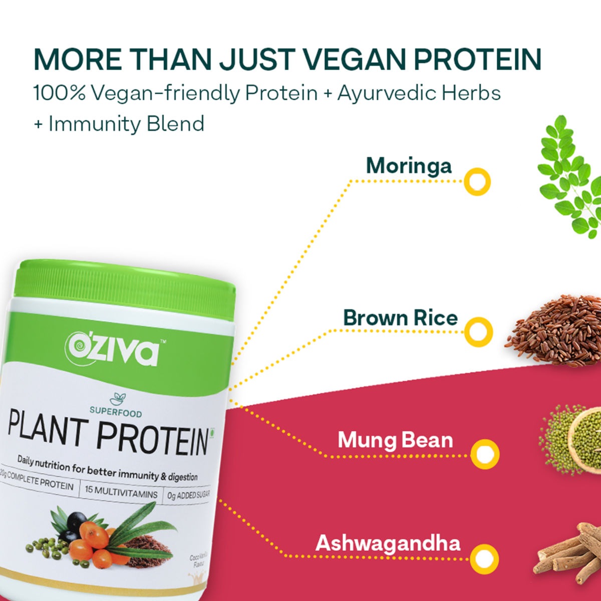 OZiva Super Food Plant Protein Coco Vanilla Flavour Powder, 250 gm