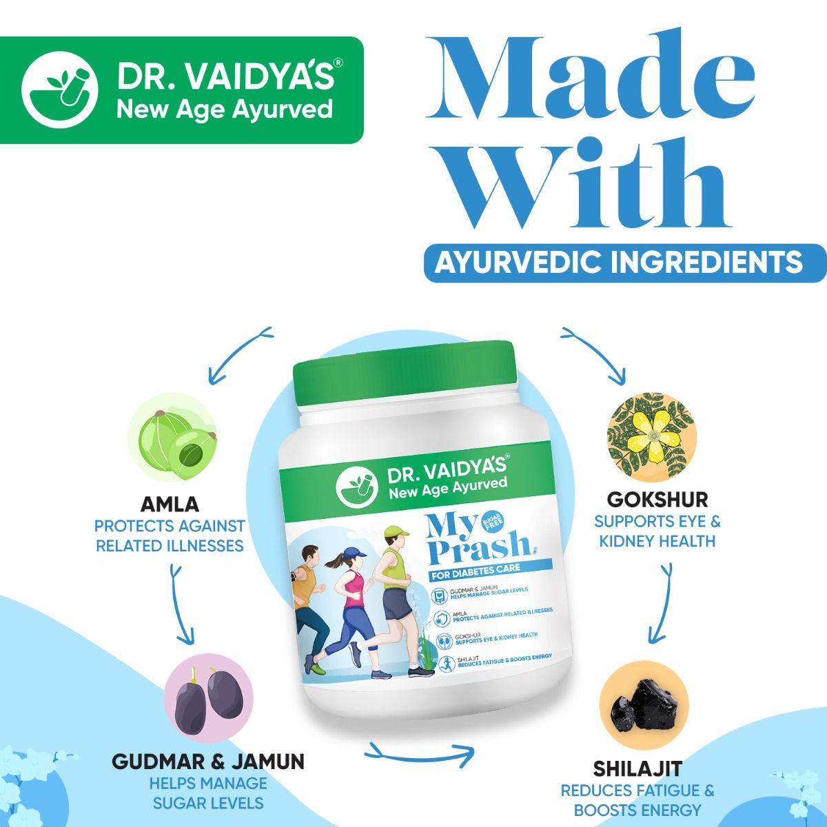DR. Vaidya's My Prash Chyawanprash for Diabetes Care, 500 gm, Pack of 1 
