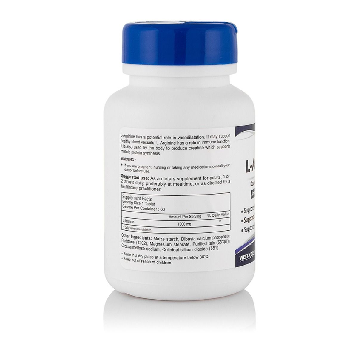 Healthvit LArginine 1000 mg Amino Acid Supplement, 60 Tablets Price, Uses, Side Effects