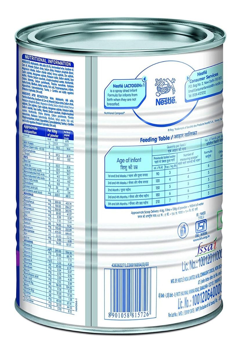 Nestle Lactogen Infant Formula Stage 1 (Upto 6 Months) Powder, 400 gm, Pack of 1 