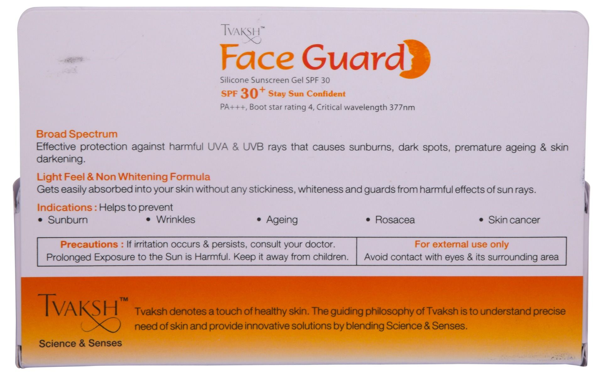 Tvaksh Face Guard SPF 30+ PA+++ Silicone Sunscreen Gel, 50 gm Price