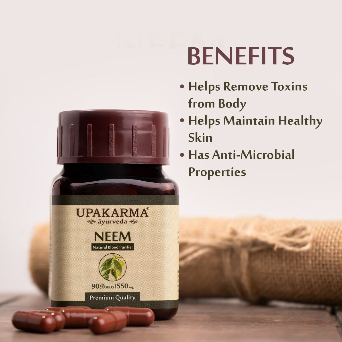 Upakarma Ayurveda Neem 550 mg, 90 Capsules Price, Uses, Side Effects