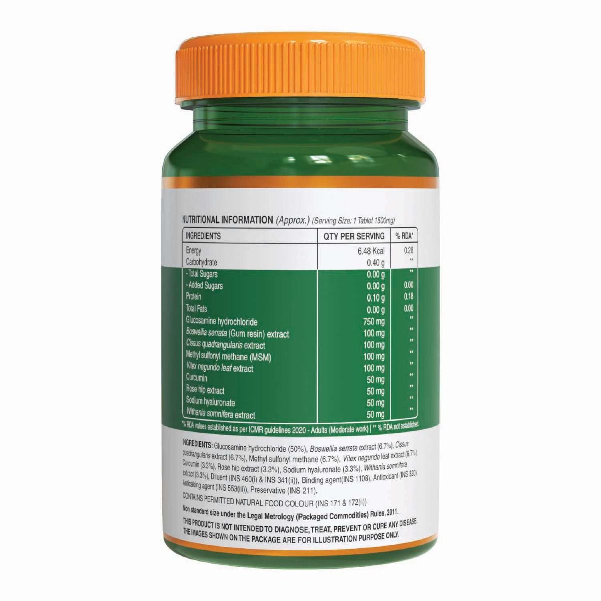 Pure Nutrition Vegan Glucosamine with MSM 1500 mg, 60 Tablets Price