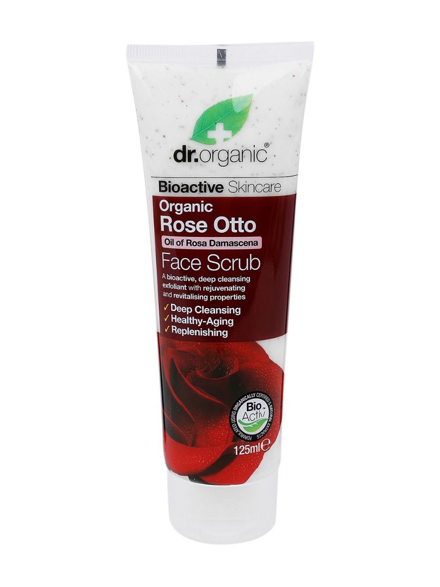 dr.organic Rose Otto Face Scrub, 125 ml, Pack of 1 