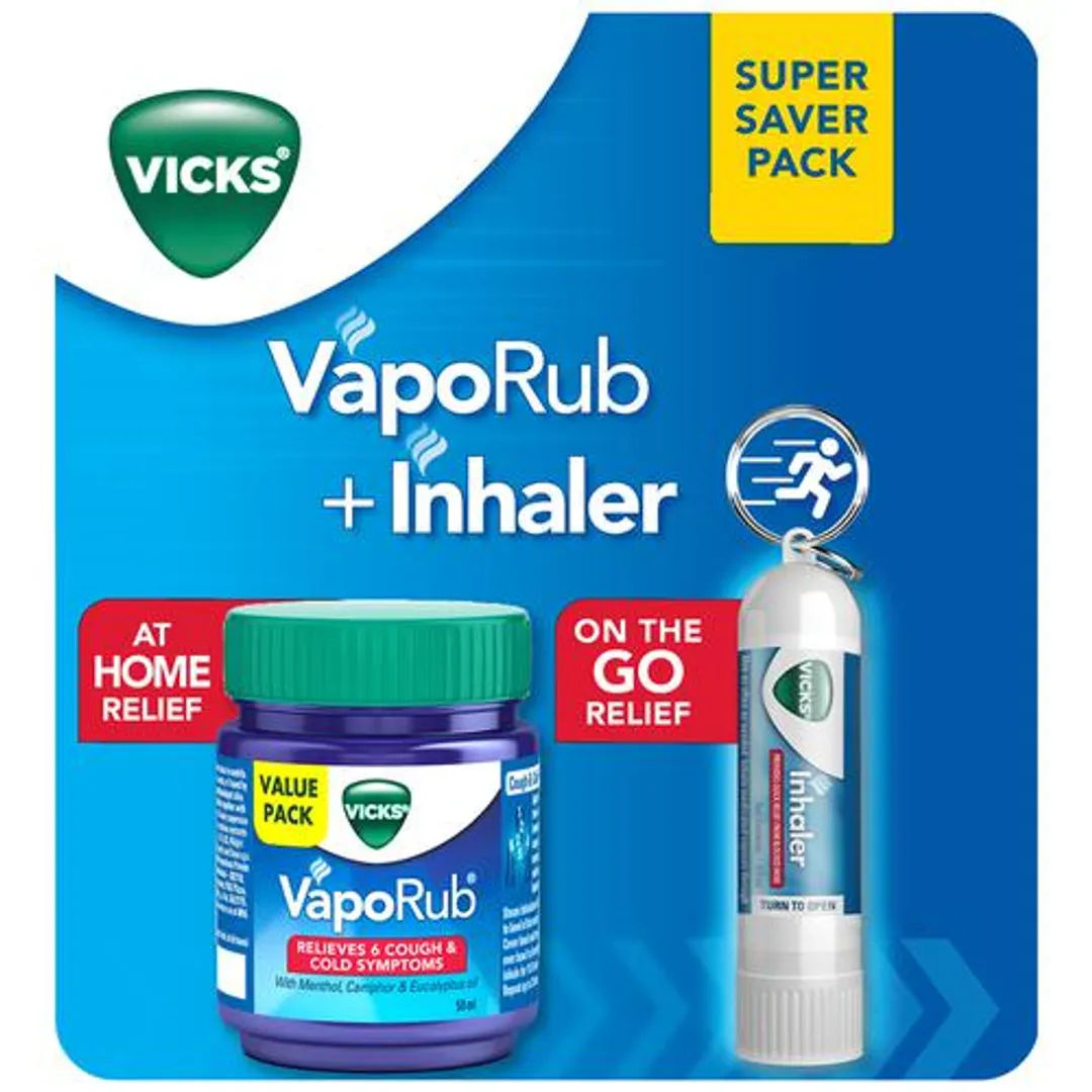 Vicks Vaporub 50 Ml + Inhaler 0.5 Ml, 1 Kit Price, Uses, Side Effects ...