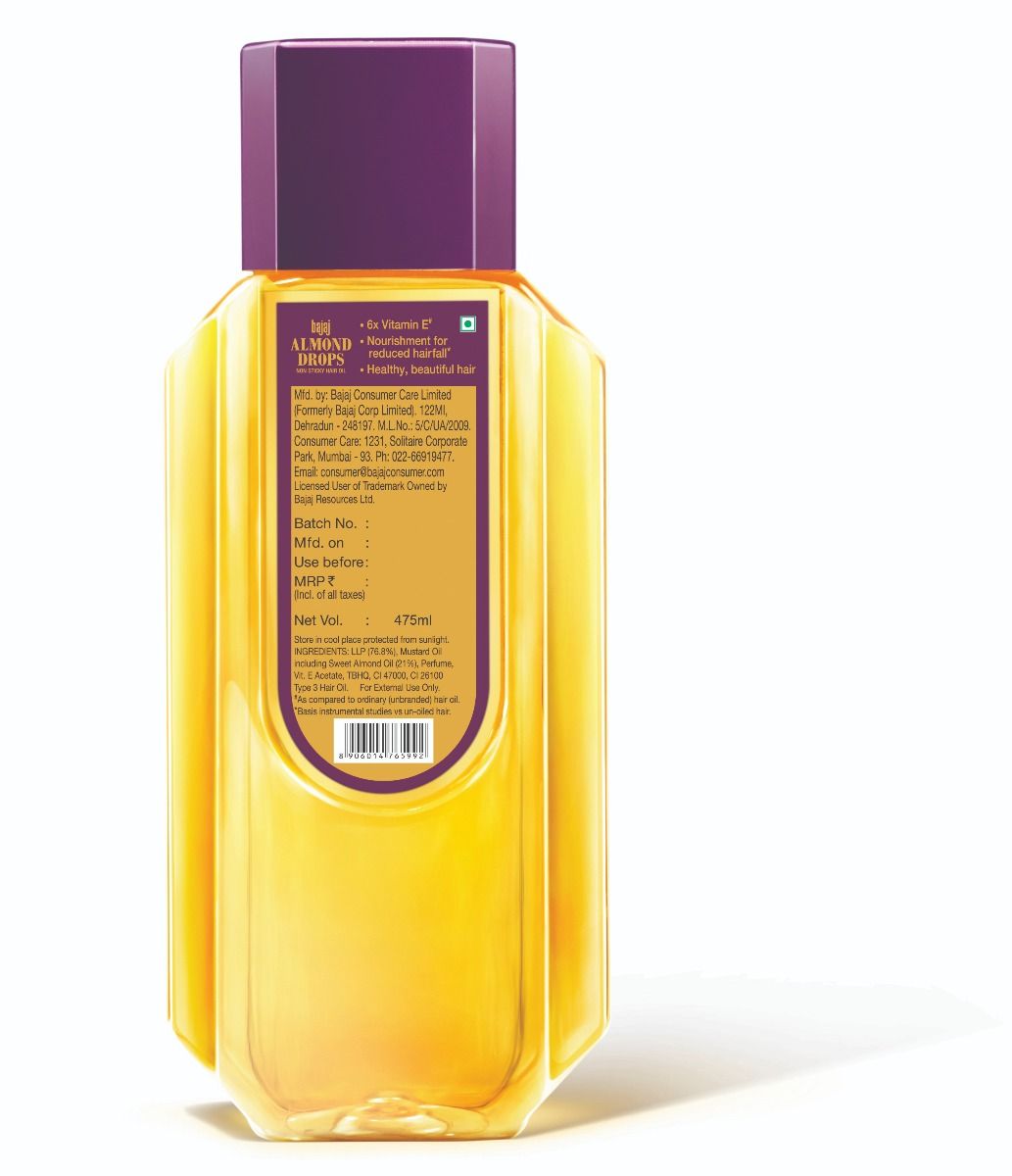 Bajaj Almond Drops Hair Oil, 475 ml Price, Uses, Side Effects