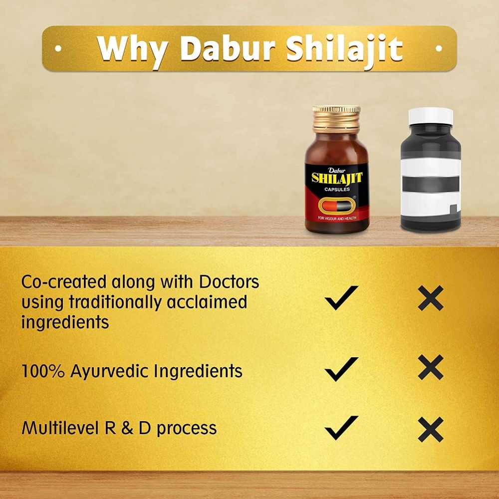 Dabur Shilajit for Vigour & Health, 30 Capsules, Pack of 1 