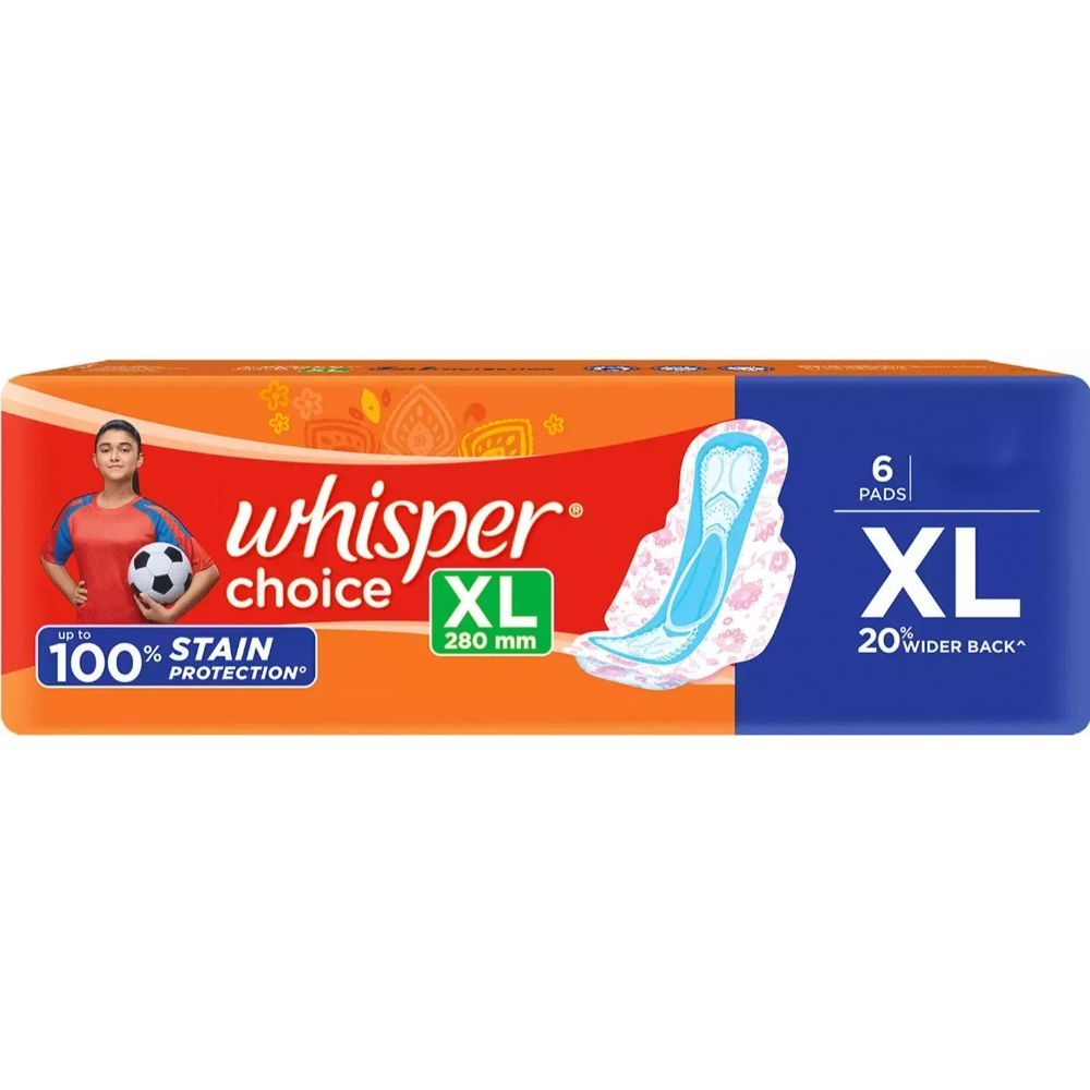 Whisper Choice Sanitary Pads XL, 6 Count, Pack of 1 
