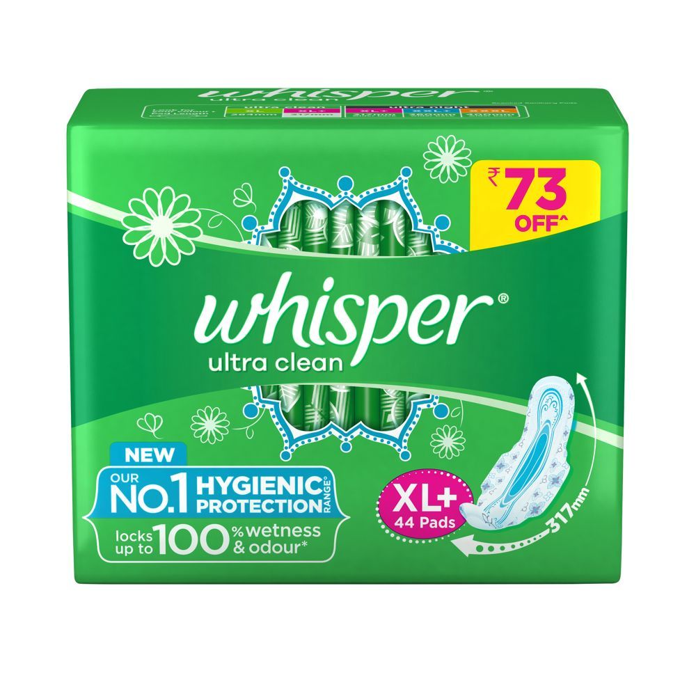 Buy Whisper Ultra Clean Sanitary Pads XL+, 44 Count Online