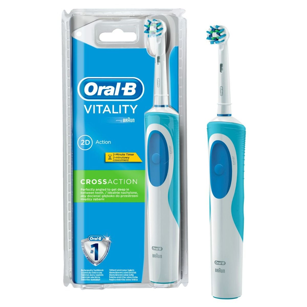 Buy Oral-B Vitality Cross Action Rechargeable Toothbrush, 1 Count Online