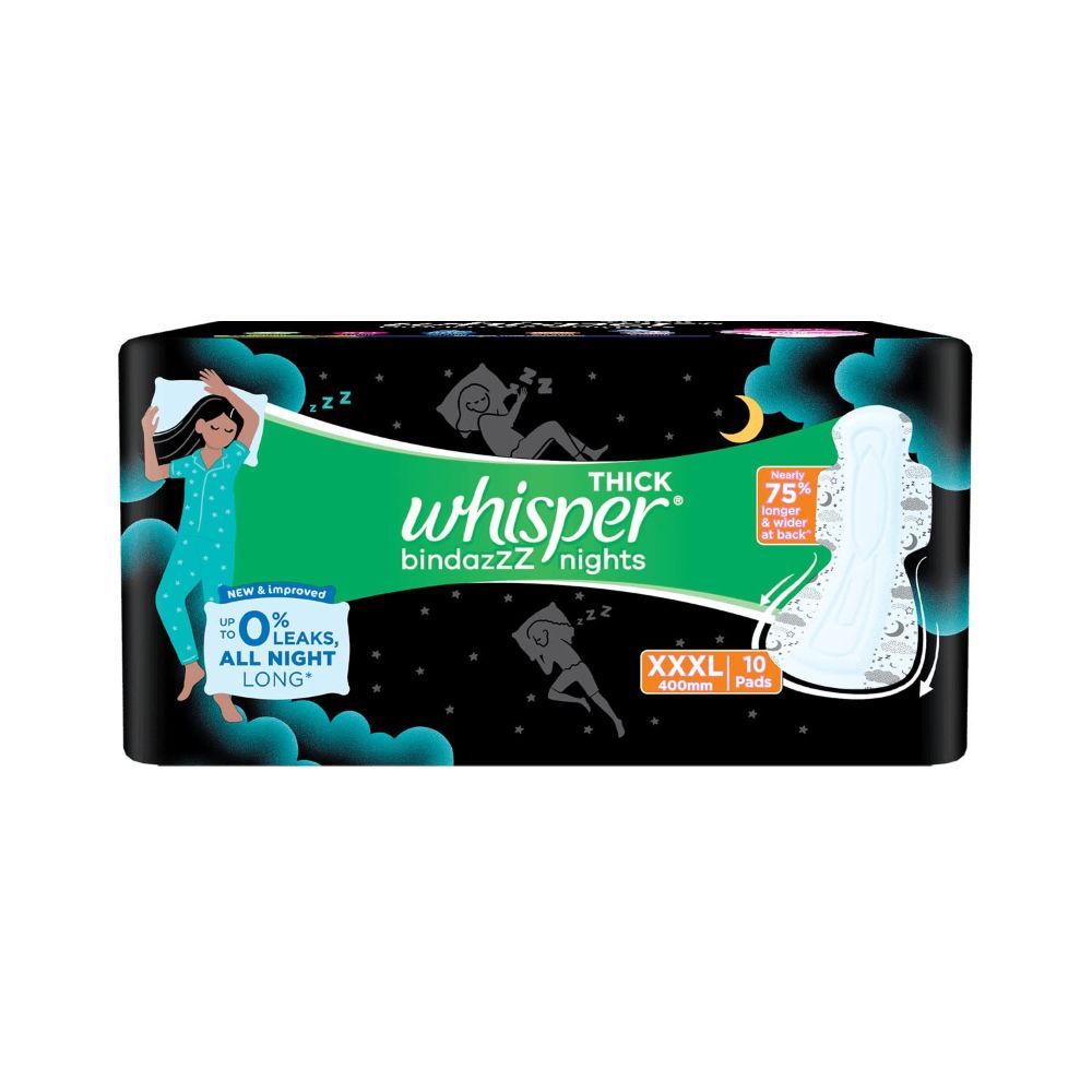 Whisper Bindazzz Nights Sanitary Pads XXXL, 10 Count, Pack of 1 