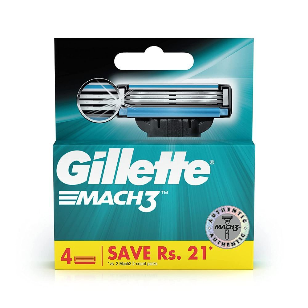 Gillette Mach 3 Cartridge, 4 Count, Pack of 1 