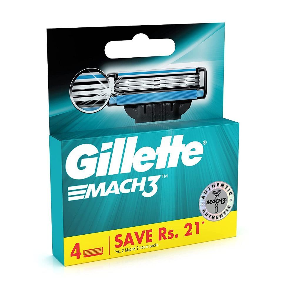 Gillette Mach 3 Cartridge, 4 Count, Pack of 1 
