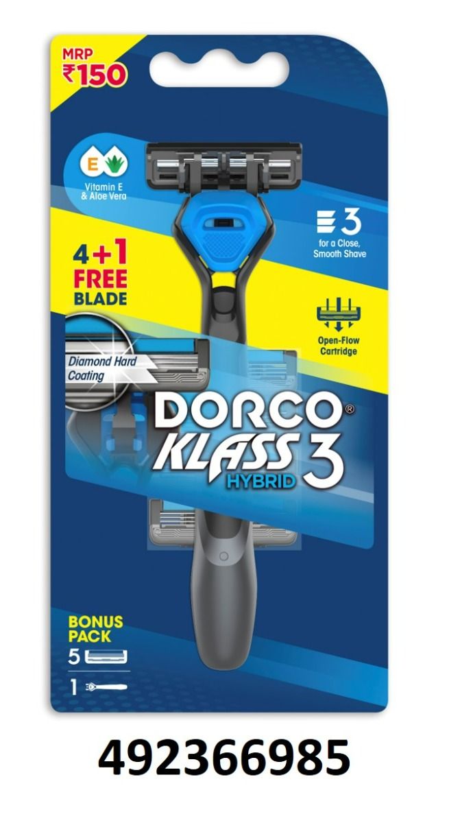 Buy Dorco Klass 3 Hybrid Razor+Cartridge, 5 Count Online