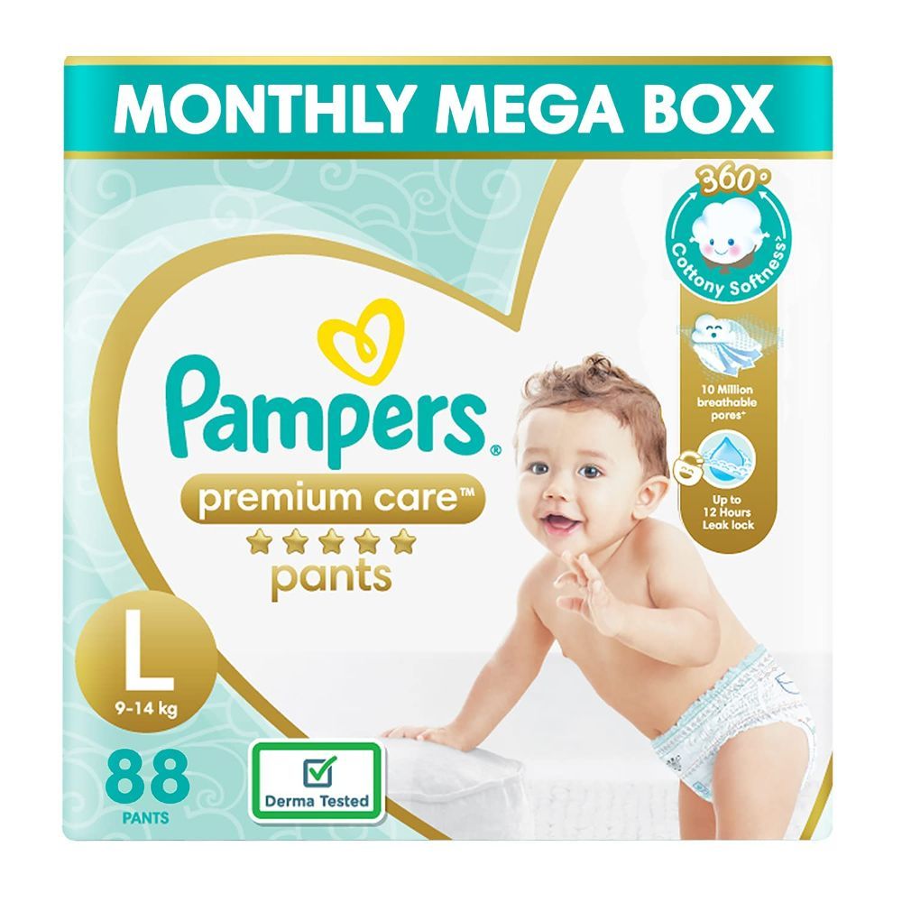 Pampers Premium Care Diaper Pants Large, 88 Count, Pack of 1 