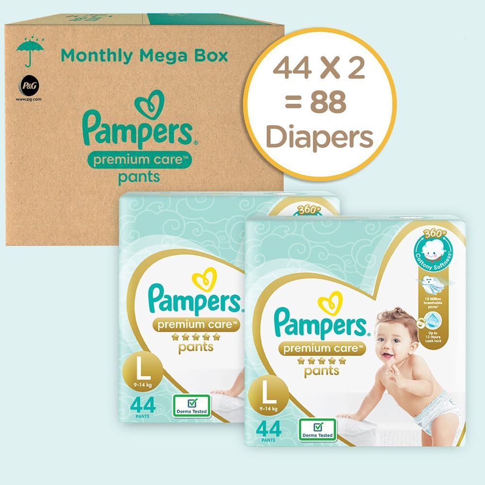 Pampers Premium Care Diaper Pants Large, 88 Count, Pack of 1 