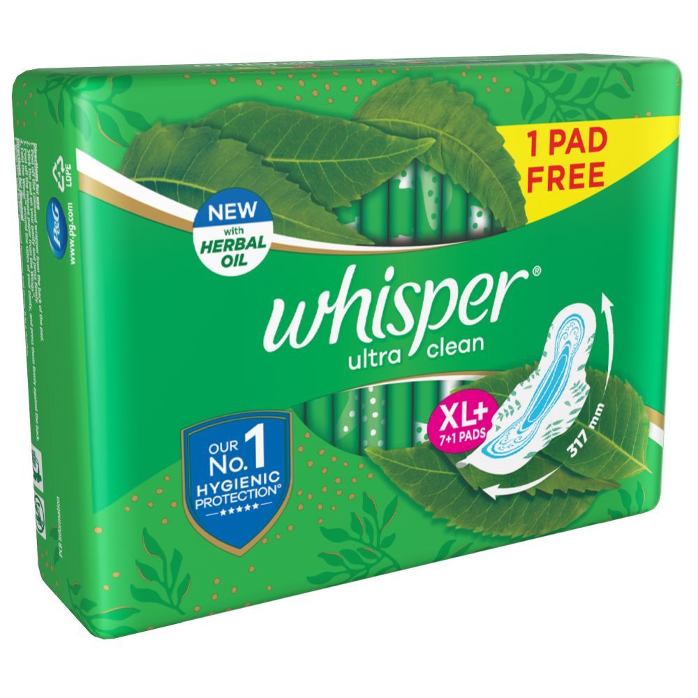 Whisper Ultra Clean Wings Sanitary Pads XL+, 7 Count Price, Uses, Side