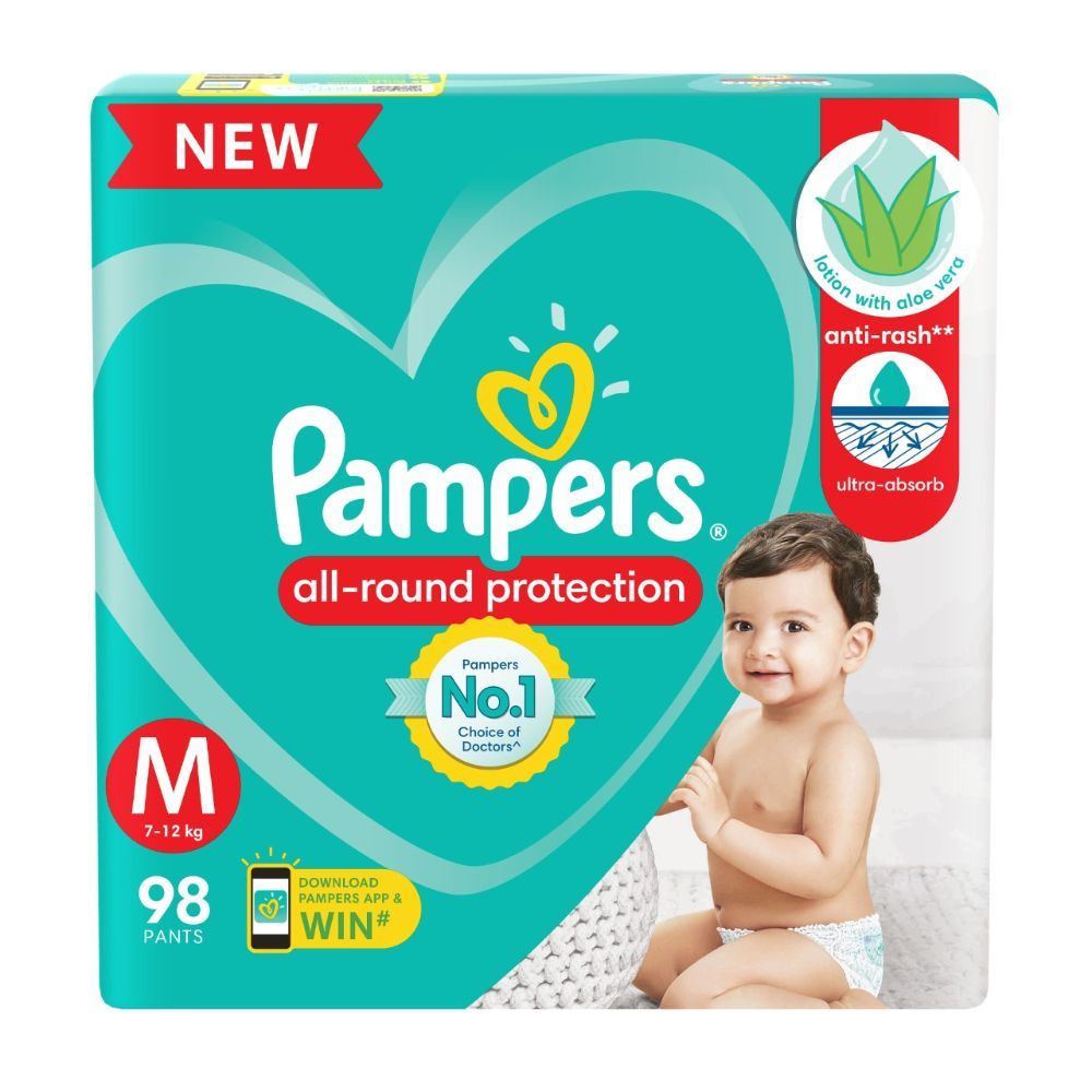 Pampers All-Round Protection Diaper Pants Medium, 98 Count, Pack of 1 