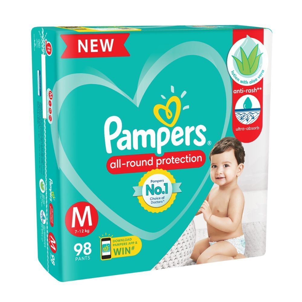Pampers All-Round Protection Diaper Pants Medium, 98 Count, Pack of 1 