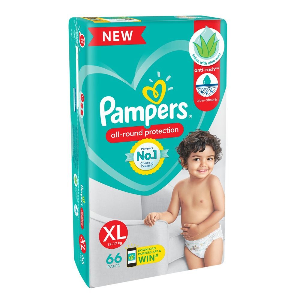 Pampers All-Round Protection Diaper Pants XL, 66 Count, Pack of 1 