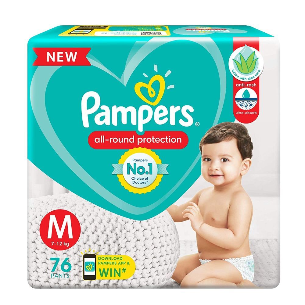 Pampers All- Round Protection Diaper Pants Medium, 76 Count Price, Uses,  Side Effects, Composition - Apollo Pharmacy