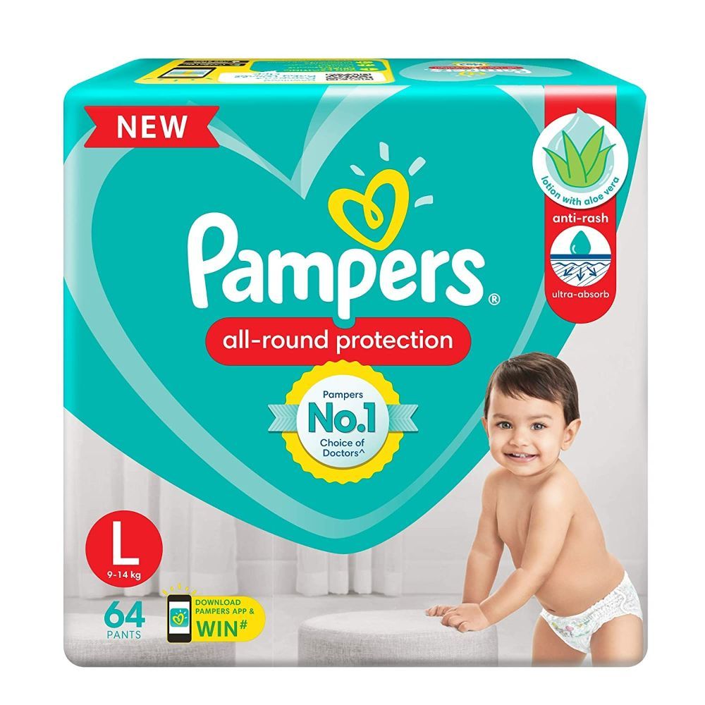 Pampers All-Round Protection Diaper Pants Large, 64 Count, Pack of 1 
