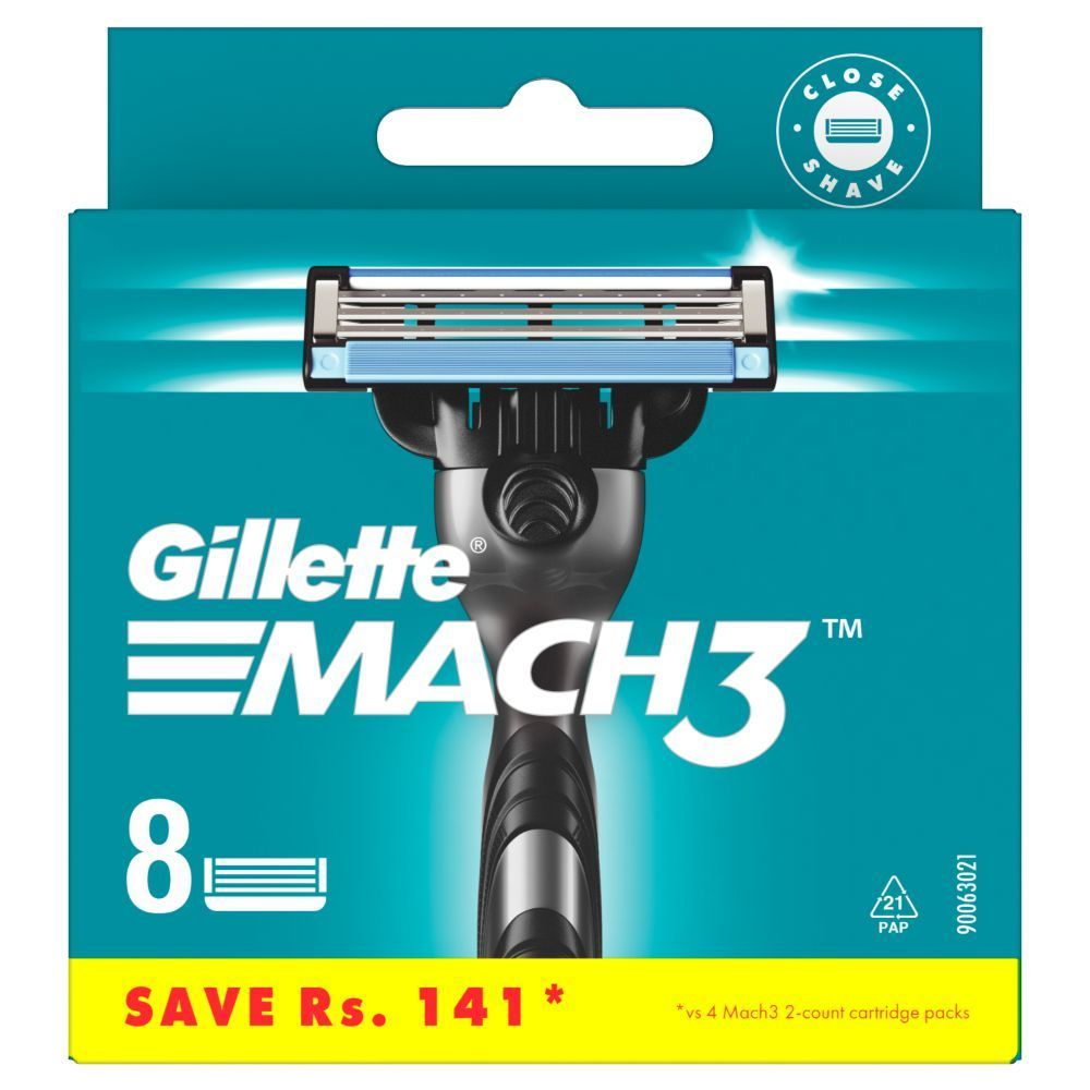 Gillette Mach 3 Cartridge, 8 Count, Pack of 1 