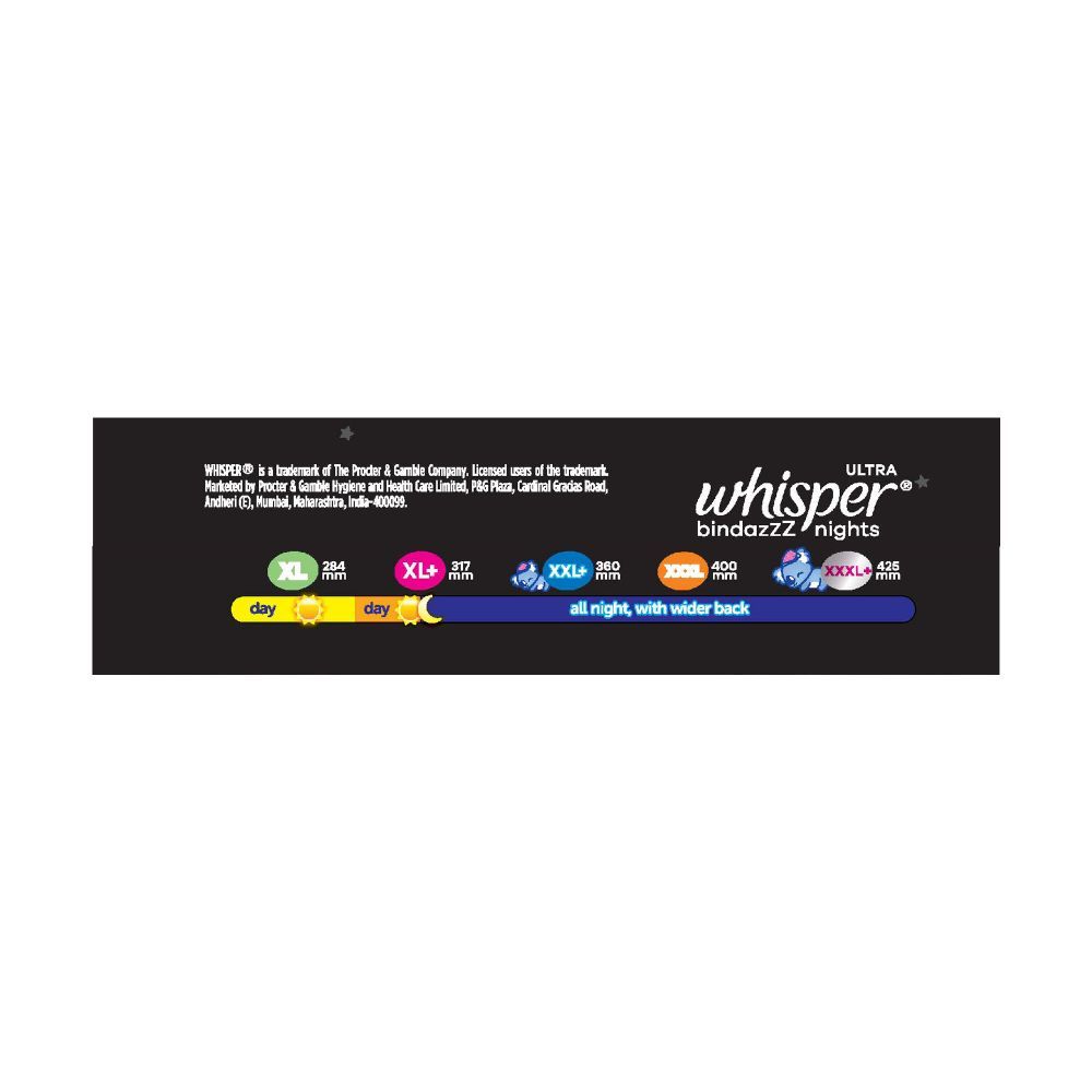 Whisper Ultra Nights Sanitary Pads XXL+, 6 Count, Pack of 1 