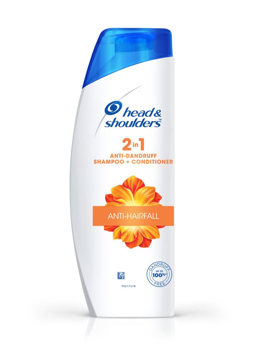 Head & Shoulders 2-in-1 Anti-Hairfall Anti-Dandruff Shampoo + Conditioner, 180 ml, Pack of 1 