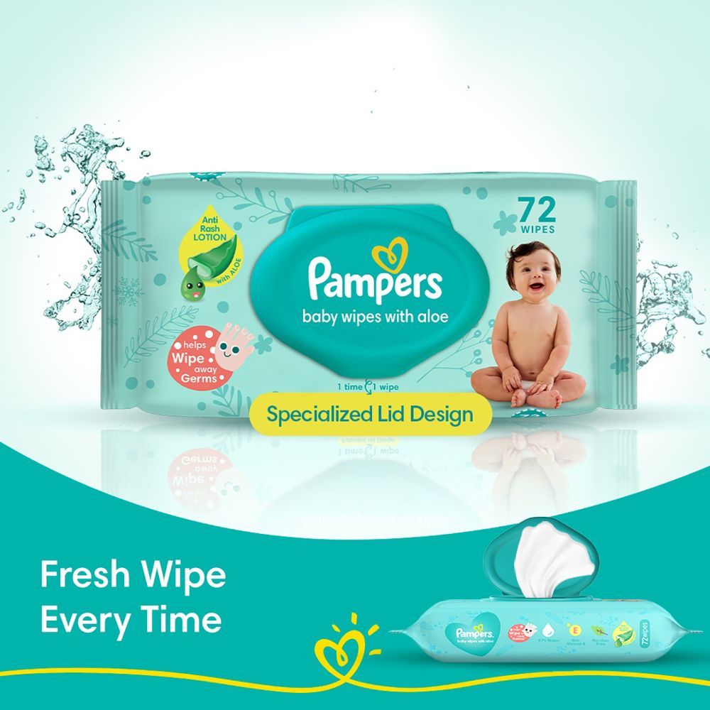 Pampers Baby Wipes with Aloe, 72 Count, Pack of 1 