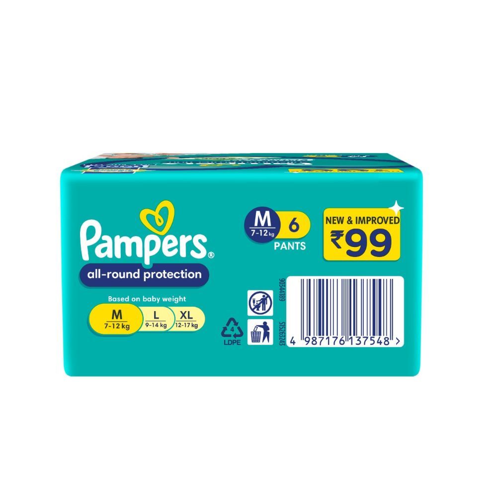 Pampers All-Round Protection Diaper Pants Medium, 6 Count, Pack of 1 
