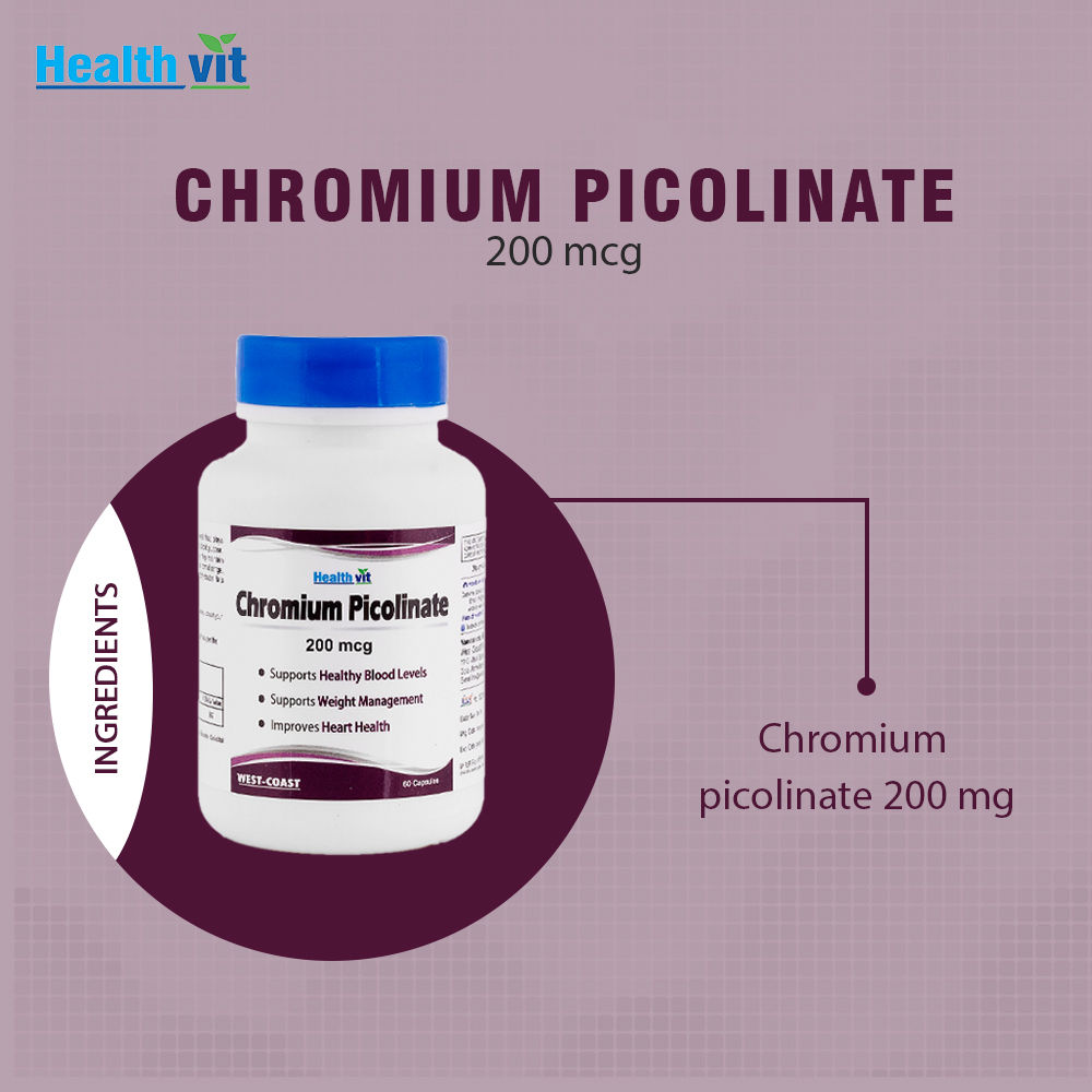 Healthvit Chromium Picolinate 200 mg, 60 Capsules Price, Uses, Side