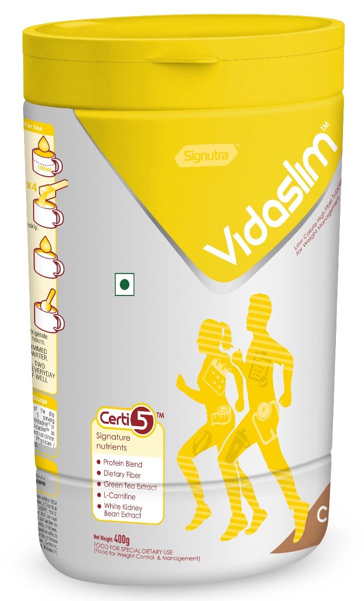 Vidaslim Low Calorie High Fiber Supplement Coffee Flavour Powder, 400 gm, Pack of 1 