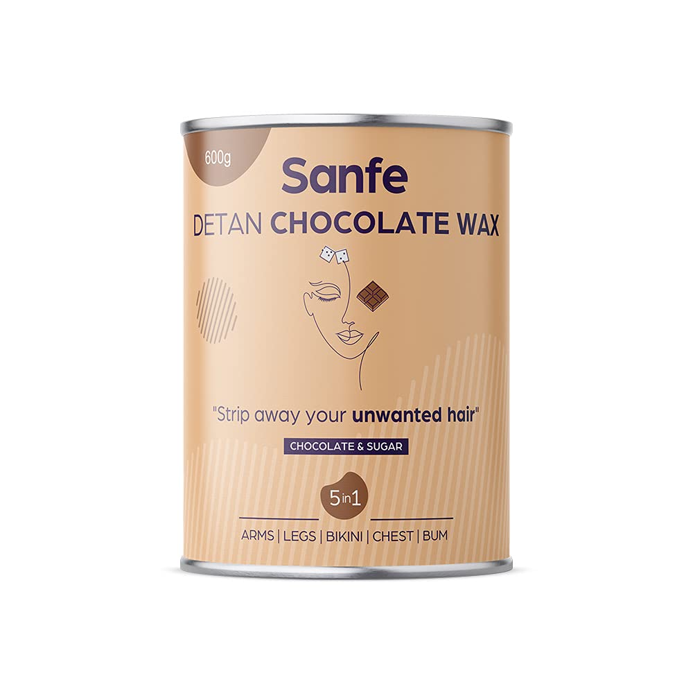 Buy Sanfe 5 in 1 Detan Chocolate Wax, 600 gm Online