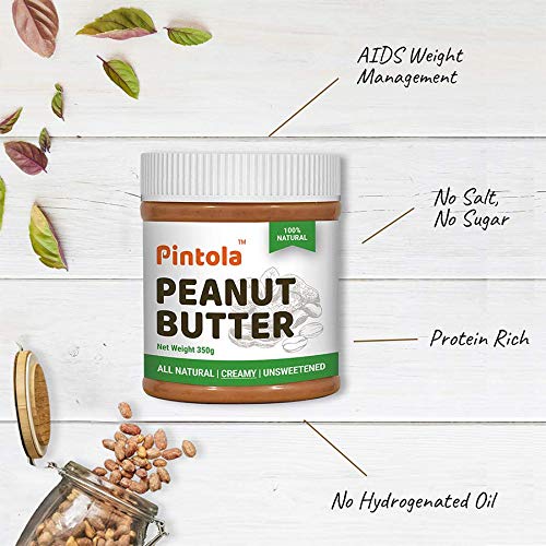 Pintola All Natural Creamy Peanut Butter, 350 gm, Pack of 1 