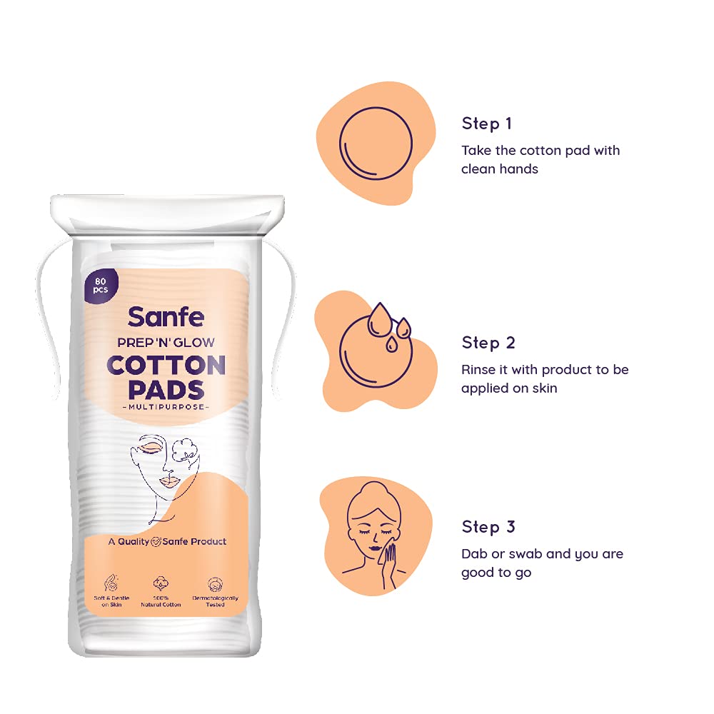 Buy Sanfe Prep 'N' Glow Cotton Pads, 80 Count Online