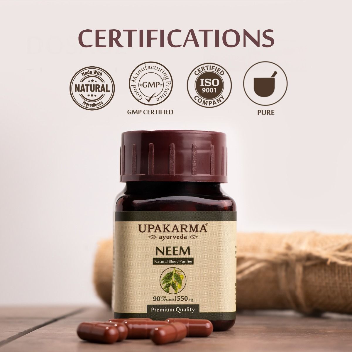 Upakarma Ayurveda Neem 550 mg, 90 Capsules Price, Uses, Side Effects