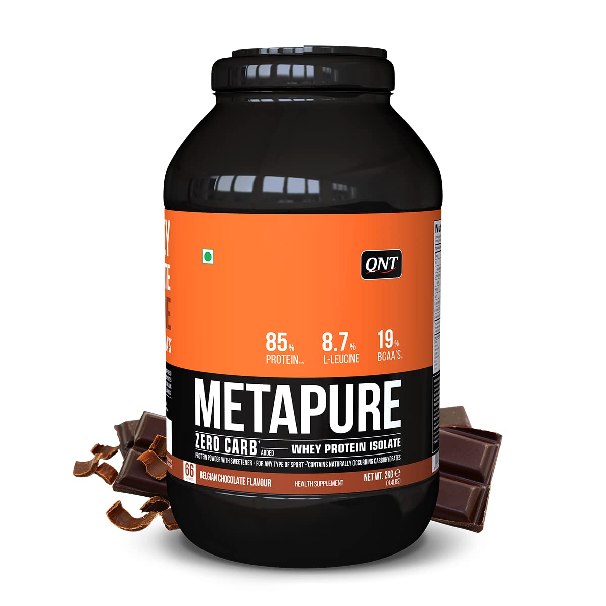 QNT Metapure Zero Carb 100% Pure Whey Isolate Belgian Chocolate Flavour Powder, 2 kg, Pack of 1 