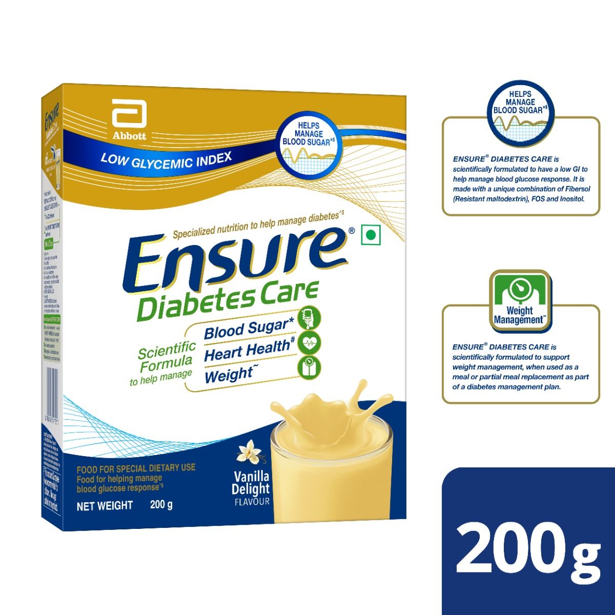 Ensure Diabetes Care Vanilla Delight Flavour Powder 200 Gm Refill ensure-diabetes-care-vanilla-delight-flavour-powder-200-gm-refill