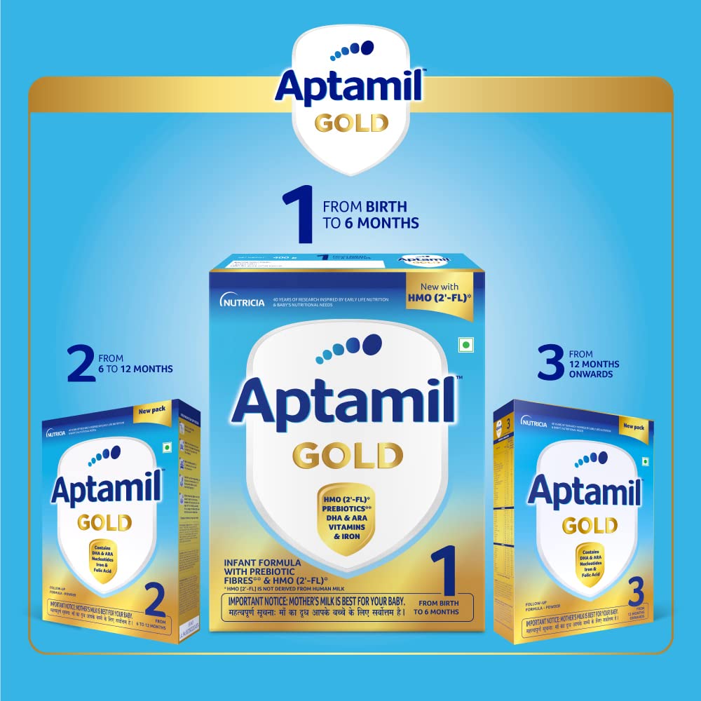 Aptamil Gold Infant Formula Stage 1 Powder, 400 gm, Pack of 1 